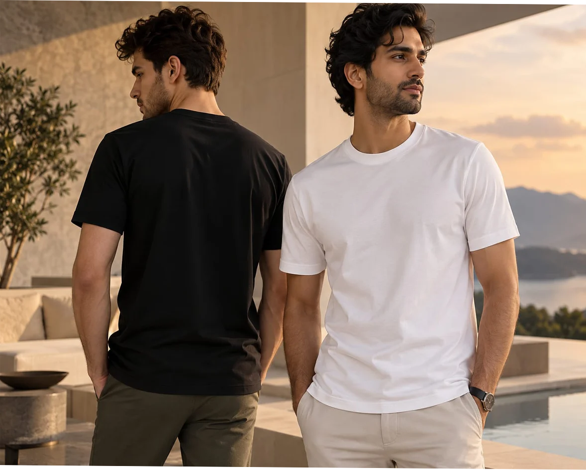 Auretic Men's White  Crew Neck Supima Cotton T Shirt